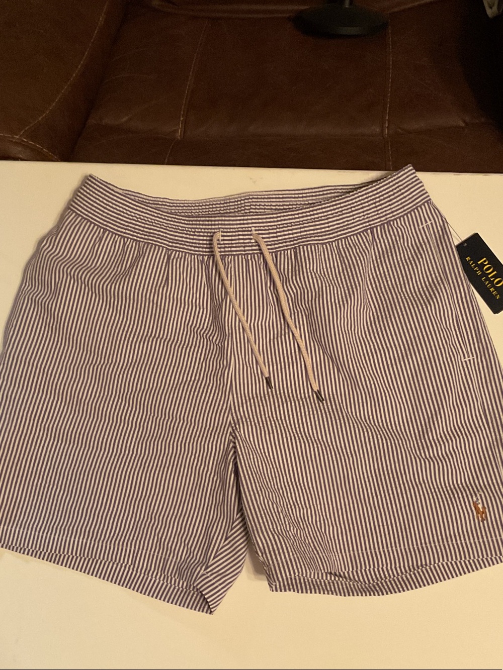 Polo by Ralph Lauren men’s purple & white swim trunks size large